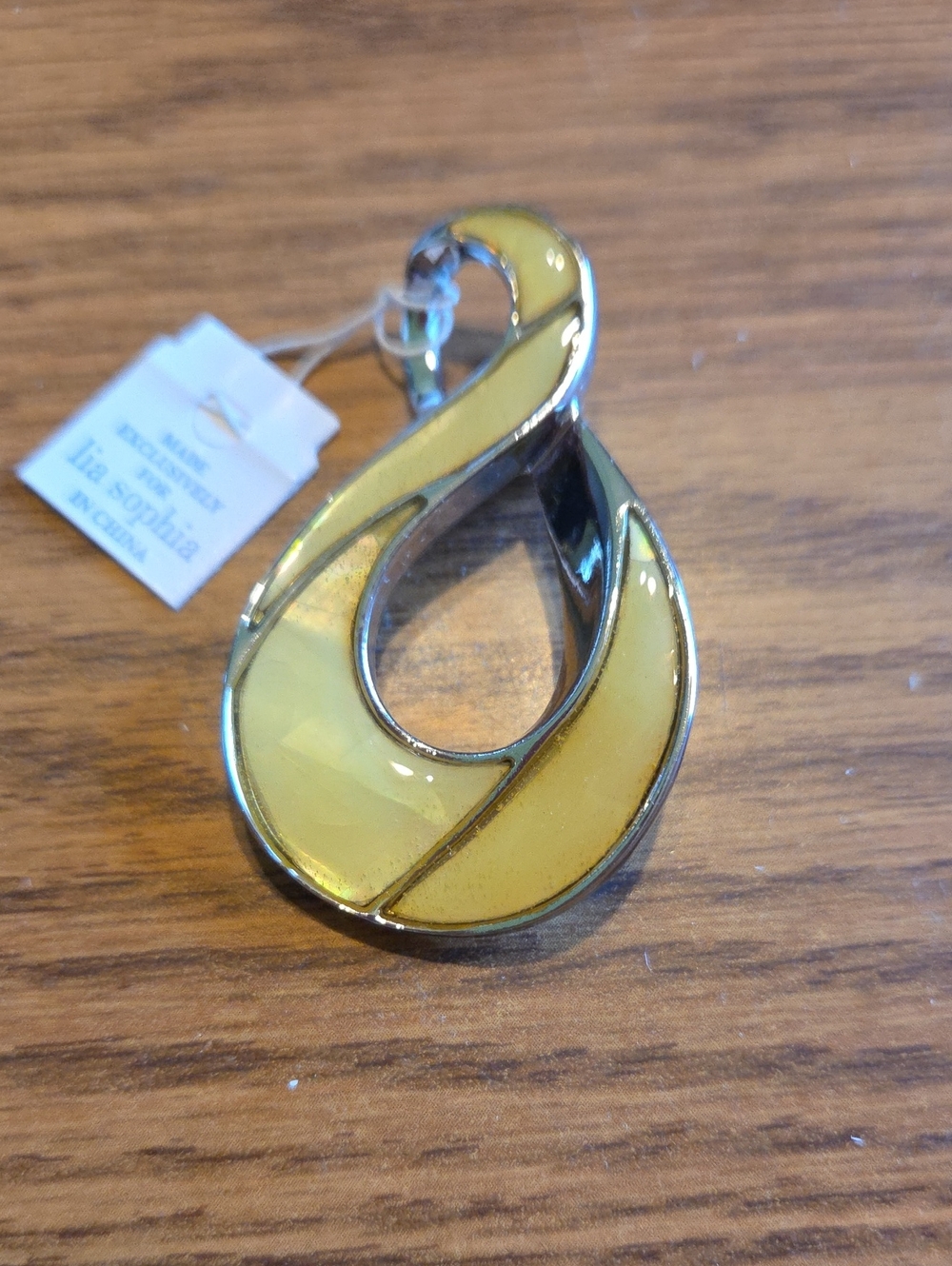 Lia Sophia Yellow Enamel Teardrop Phone Charm with Silver-Tone Frame
